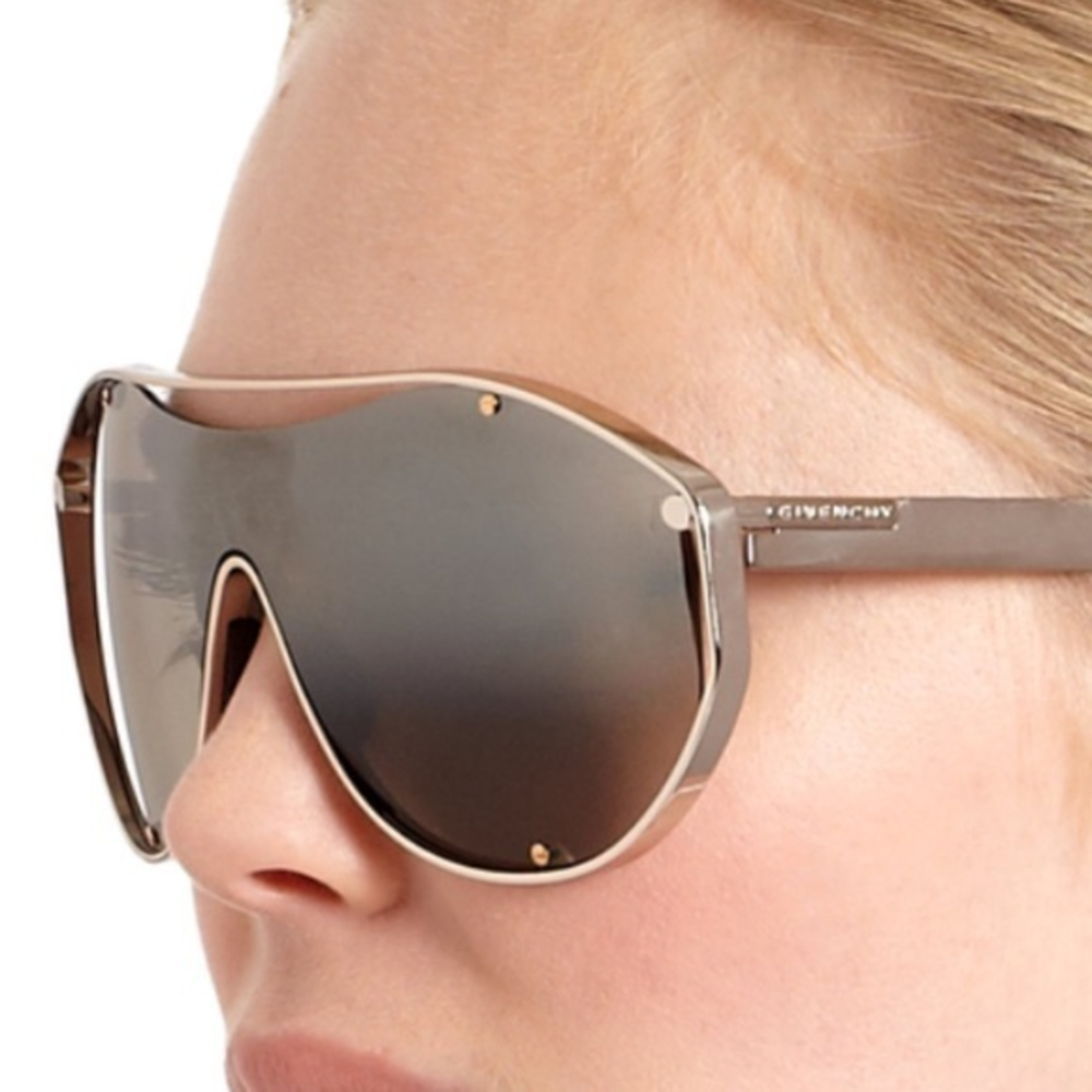 Givenchy‎ Studded 99mm shield sunglasses Gold Nice